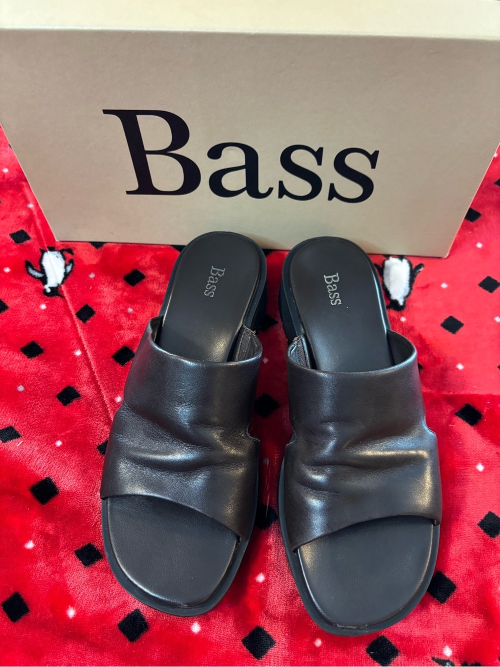 Bass Women's Dark Brown Leather Slide Sandals